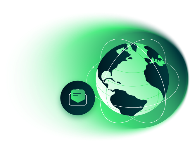 Globe with invoicing icon over background with green gradient