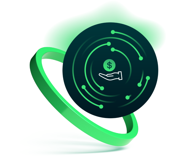 Collections icon with green ring over background with green gradient