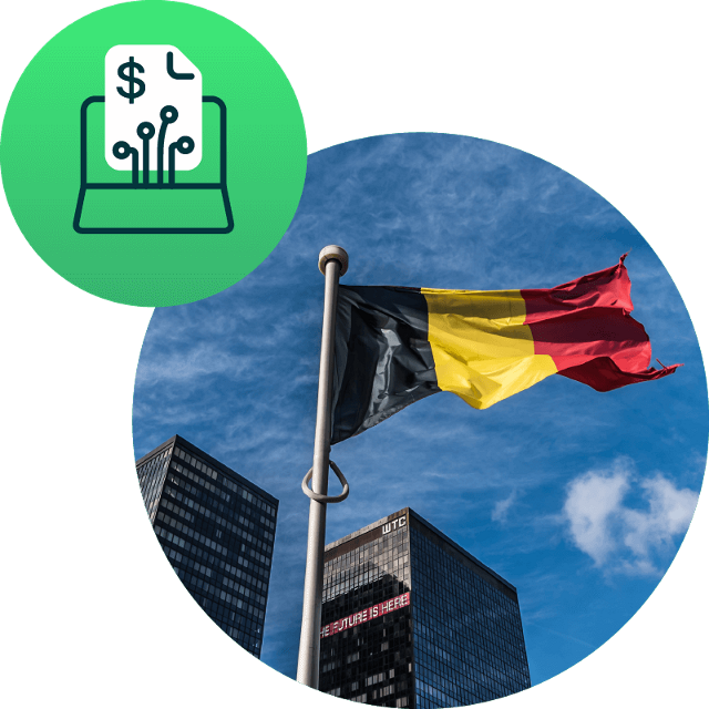 Belgian flag and e-invoicing icon