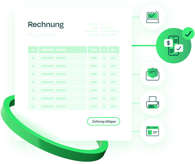 Grafik, die eine Rechnung zeigt, die mit einer von mehreren Methoden zugestellt wird