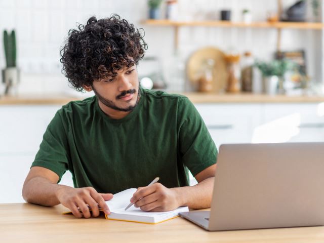 Young professional learning at the computer