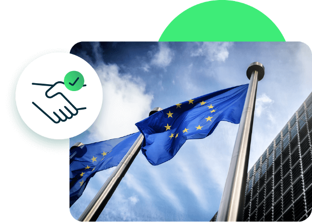 EU flags and handshake icon