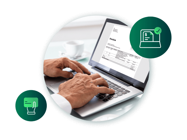 what is -einvoicing_masthead_hands typing on a laptop