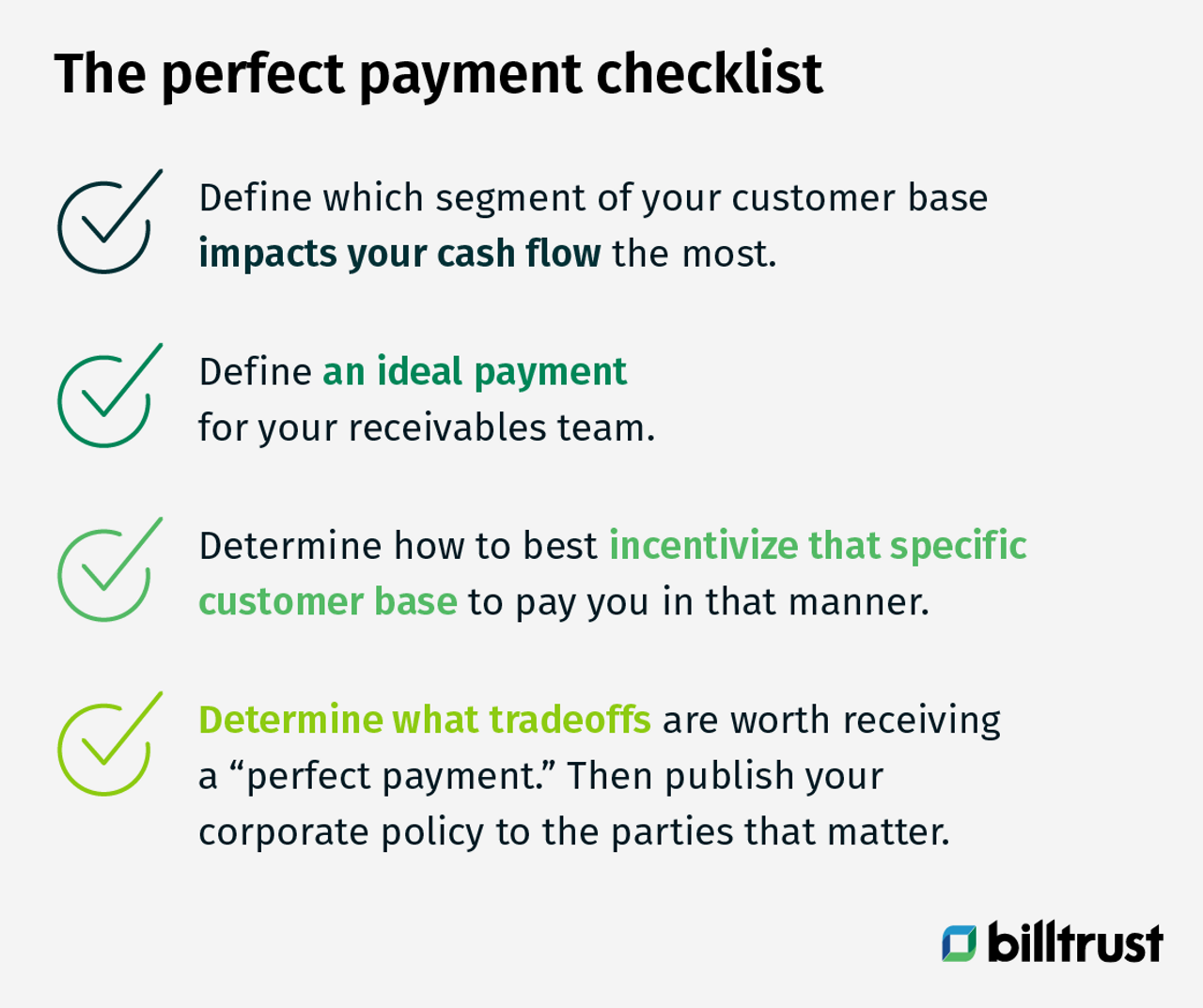 Accounts receivable policy strategy checklist