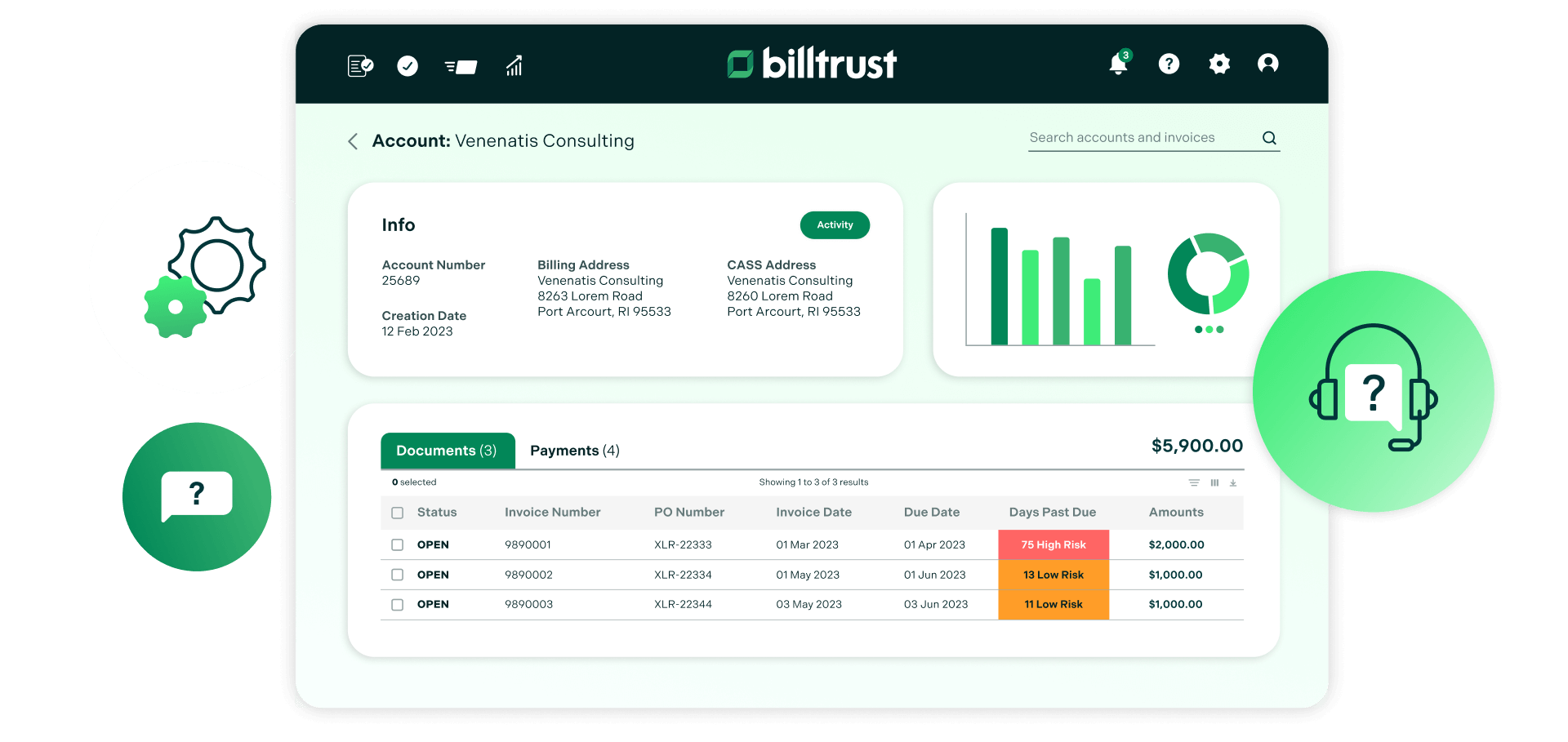 Product Portal Mockup with support icons