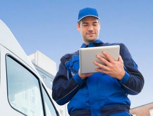 Delivery driver using a tablet computer