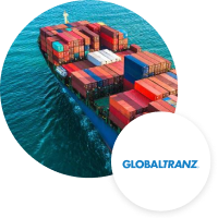 GlobalTranz logo and image of freight ship