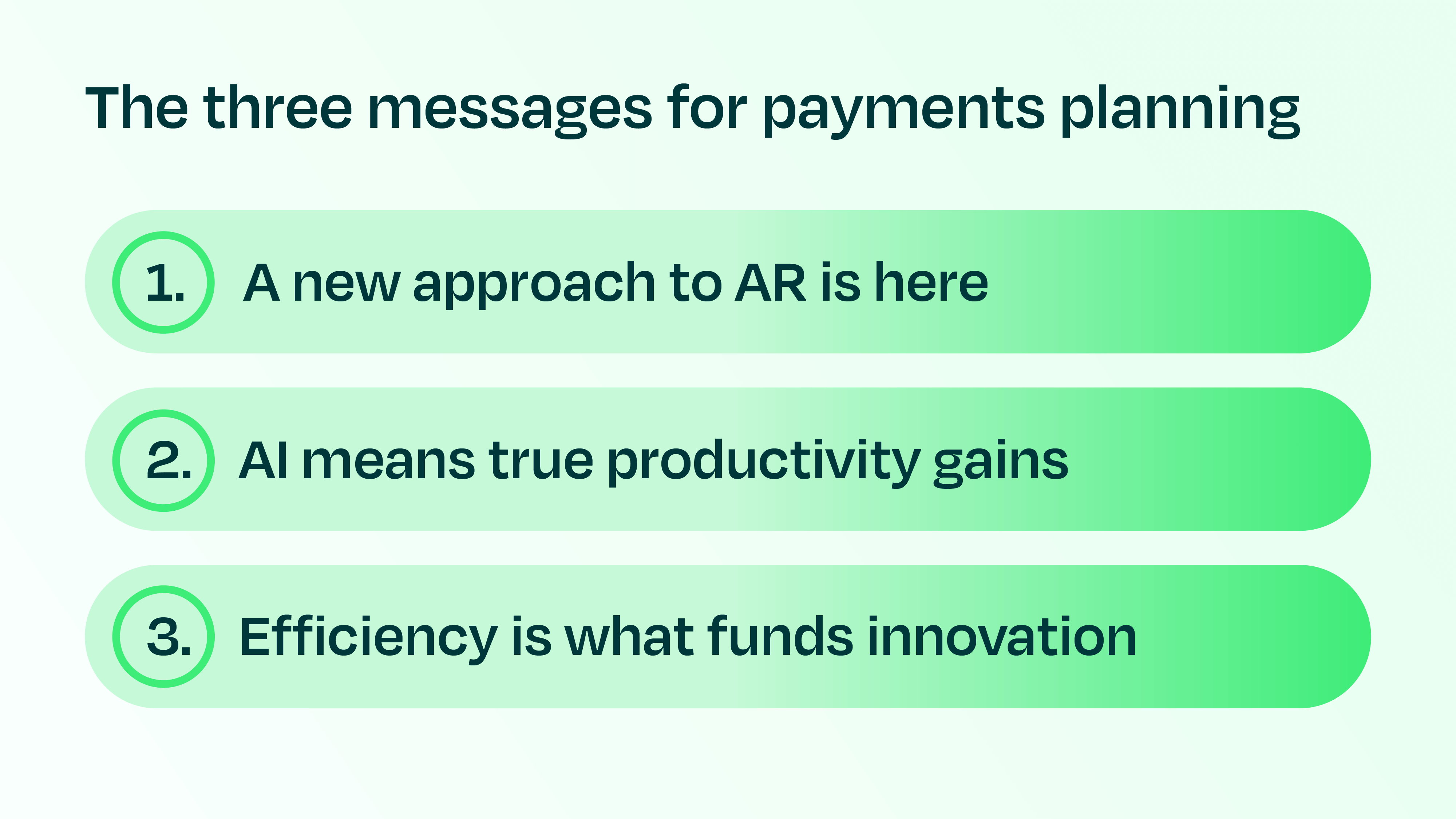 a list of the three messages for payments planning